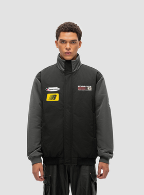 FDR 国潮美式章仔拼色立领棉衣棉服男女秋冬季加厚情侣面包服外套