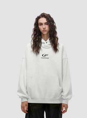 FDR 原创国潮月牙印花重磅连帽卫衣男女春秋美式情侣宽松上衣帽衫