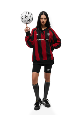 FDR官方店 徽章V领条纹美式卫衣男女春秋重磅情侣装运动上衣球衣