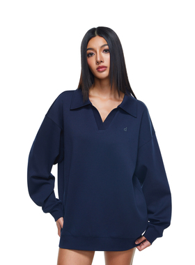 FDR官方店 蓄热保暖V翻领空气层运动卫衣男女春季套头宽松上衣