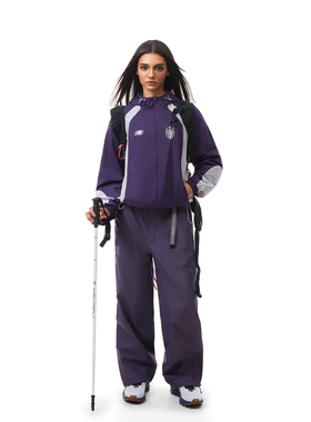 FDR官方店 连帽拼接撞色运动开衫外套男女春秋户外复古情侣装上衣