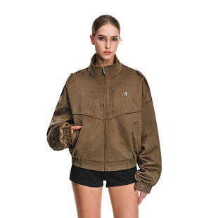 男士 2025新款 休闲夹克外套高级感女秋 立领麂皮拉链美式 FDR官方店