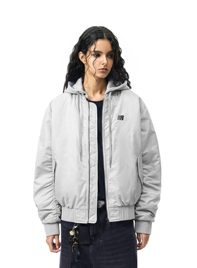 FDR官方店 可拆卸连帽飞行夹克外套男女秋冬美式运动拉链开衫上衣