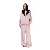 拉链开衫 FDR官方店 软糯宽松黑粉撞色摇粒绒卫衣女2026年春季 外套