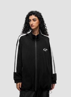 FDR 国潮条纹摇粒绒夹克外套男女秋冬季加厚美式情侣上衣棉衣棉服