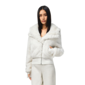 夹克外套女2025新款 FDR官方店 米貂毛感毛领连帽短款 冬高级感上衣