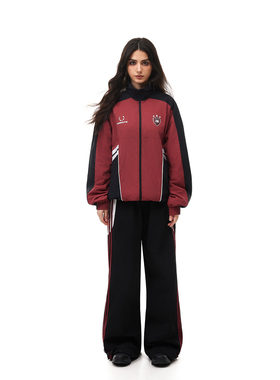 FDR官方店 美式复古拼接撞色夹克外套男女春季情侣装运动立领上衣