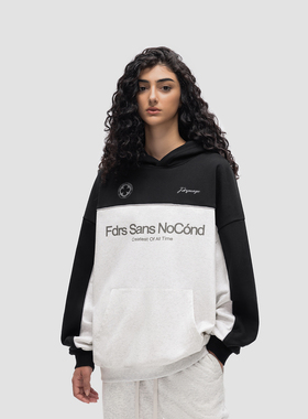 FDR原创国潮新款连帽撞色嵌条卫衣男女春春季高街情侣装潮牌上衣