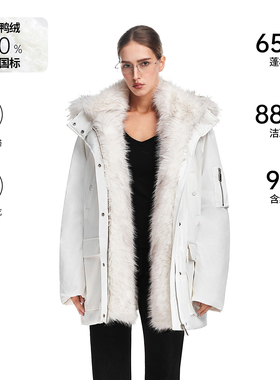 FDR官方店 中长款毛领大衣座山雕外套工装派克服式羽绒服女款冬季