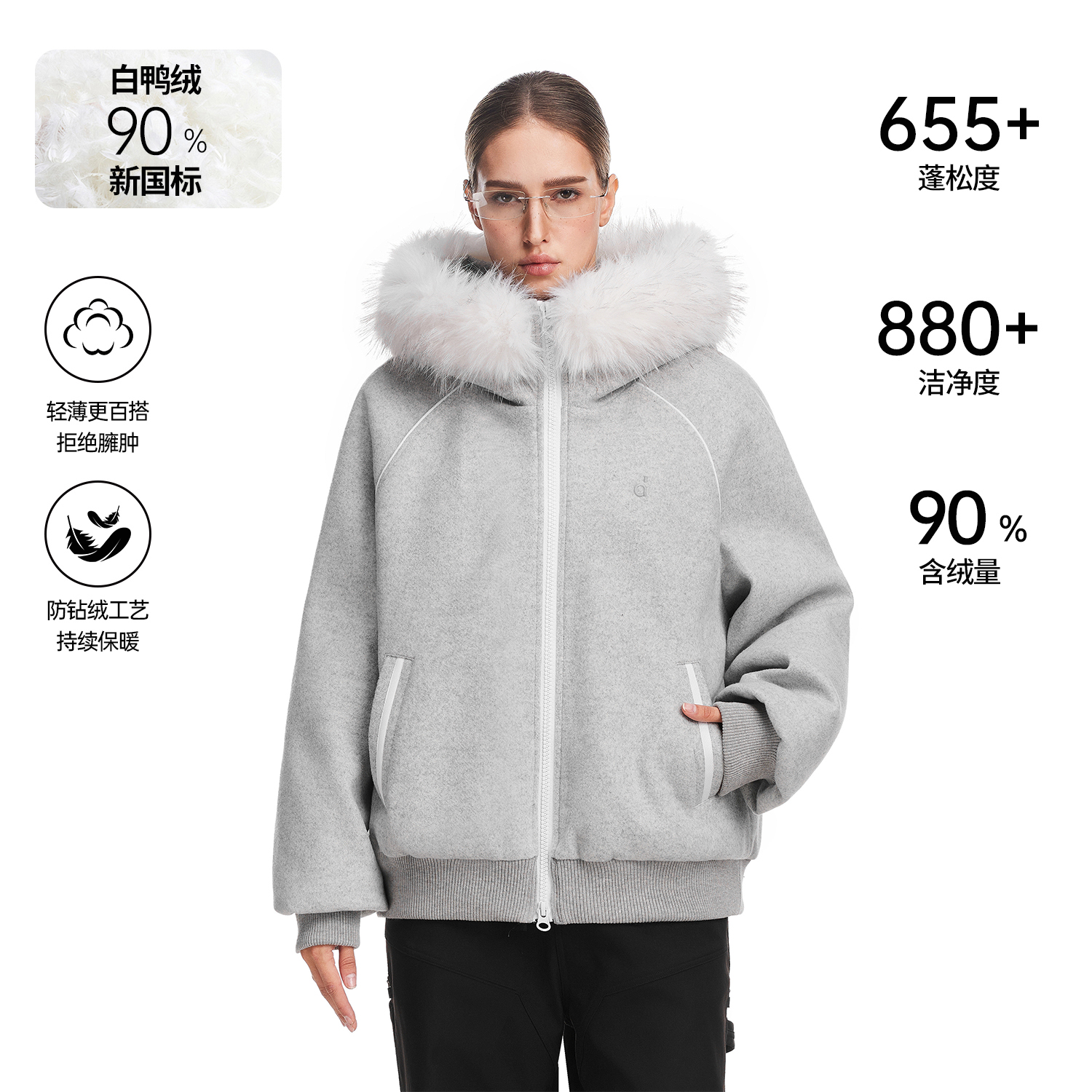 FDR官方店毛领羽绒服外套