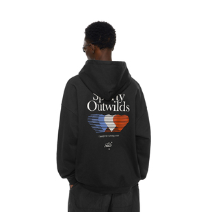 帽衫 情侣装 上衣 渐变爱心印花恒温暖皮连帽卫衣男女秋季 FDR官方店