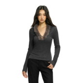 好看毛毛V领打底内搭上衣春季 打底衫 显瘦修身 FDR官方店 长袖 t恤女