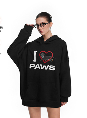 FDR官方店“我爱狗狗”印花美式连帽卫衣男女秋季宽松情侣装上衣