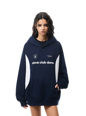 FDR官方店 先锋连帽撞色拼接徽章卫衣男女春季宽松运动情侣装上衣