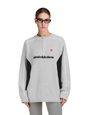 FDR官方店 美式撞色运动风半拉链毛衣男女春季宽松情侣装针织衫