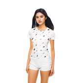 美式 辣妹小狗印花短袖 T恤女夏季 FDR官方店 修身 显瘦圆领体恤上衣