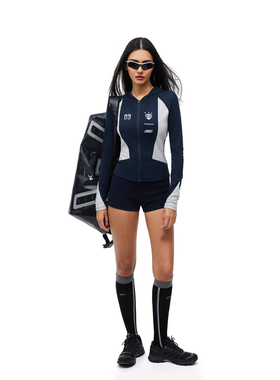 FDR官方店 美式复古撞色拼接速干连帽卫衣女春秋骑行运动上衣外套