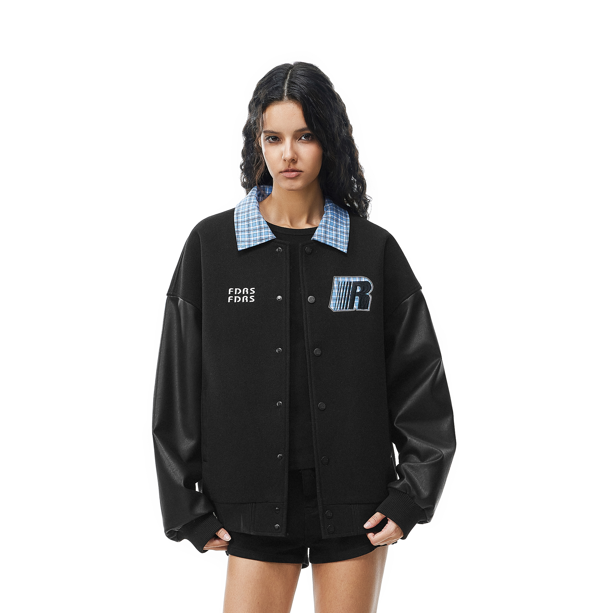 FDR官方店R字格纹棒球服外套女