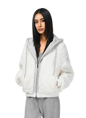 FDR官方店 假两件加厚保暖连帽卫衣男款2025超火环保羊羔绒外套女