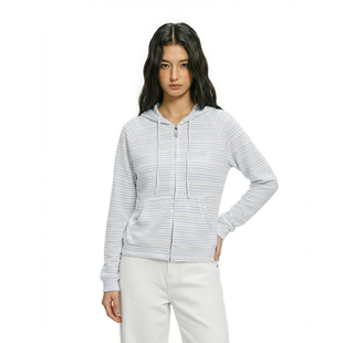 条纹罩衫 拉链开衫 连帽卫衣外套女款 2026年新款 上衣 春季 FDR官方店