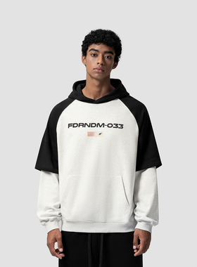 FDR原创国潮美式连帽假两件旗帜卫衣男女春春季重磅宽松情侣上衣