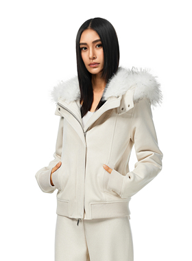 FDR官方店 菲奥娜修身短款毛领夹克2025新款高级感外套女款秋冬