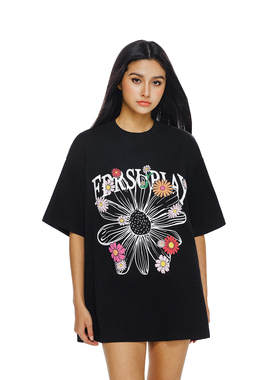 FDR官方店 印花彩色小雏菊短袖T恤男女夏季宽松运动情侣体恤上衣