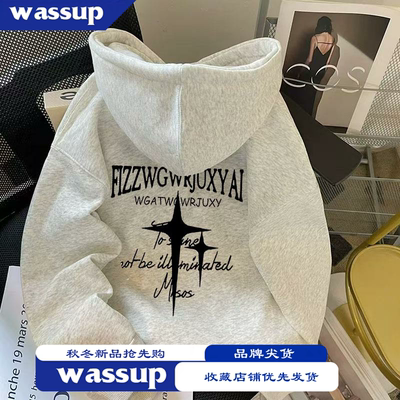 中大童加绒加厚连帽卫衣秋冬新款