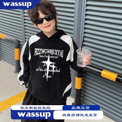 秋冬男孩连帽潮流加绒卫衣