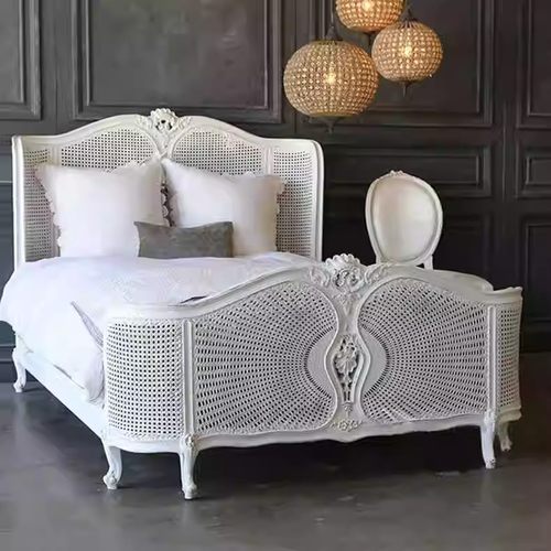 美式法式复古藤编床雕花主卧