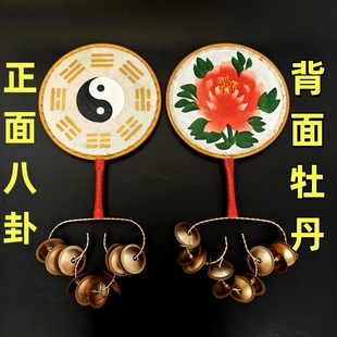 复古牛皮扇子鼓 铁质羊皮单面扇鼓 请神鼓 仙家鼓 双面图案太平鼓