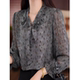 新款 时尚 女2026春季 衬衫 妈妈洋气质减龄显瘦套头上衣 花色飘带长袖