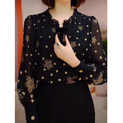 法式V领上衣女高级感黑色2025秋季新款洋气大码薄款长袖碎花小衫