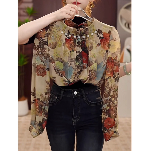 【送运费险】复古钉珠长袖衬衫