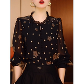 洋气波点长袖 遮肉妈妈气质显瘦薄款 衬衫 新款 上衣 女士2026春季 时尚