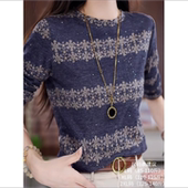 女装 长袖 t恤春秋冬新款 双面德绒打底衫 H妈妈洋气印花小衫 保暖上衣