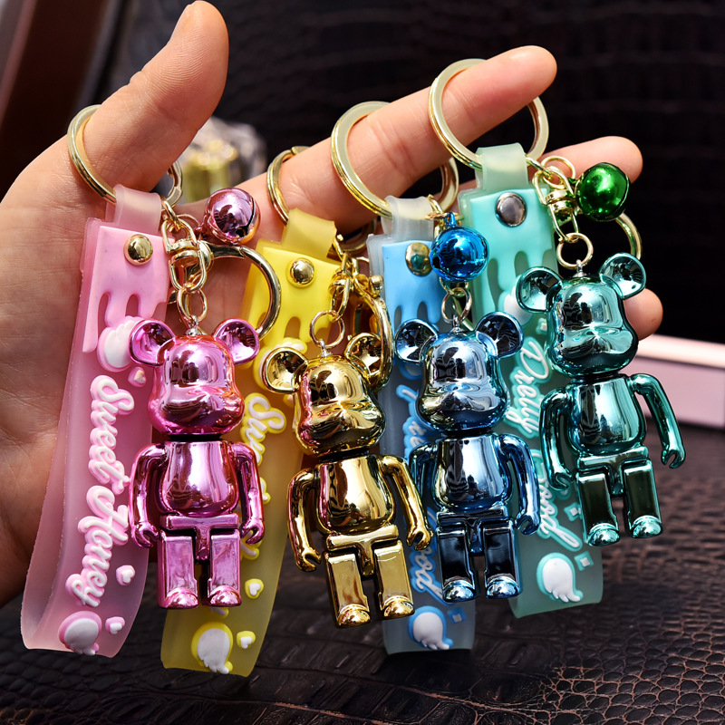 亚克力站姿熊钥匙扣挂件情侣款卡通小熊公仔书包汽车钥匙挂饰