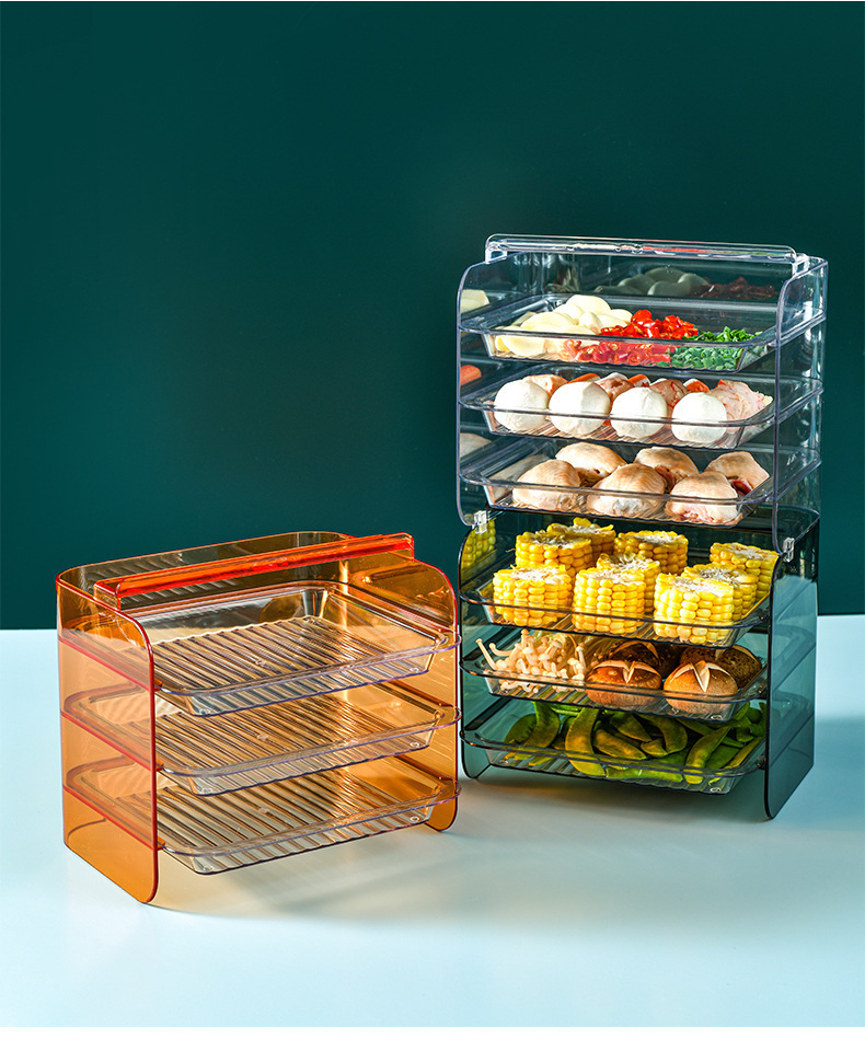 家用菜盘火锅备菜盘多层火锅配菜分装收纳盘子免打孔可叠加置物架