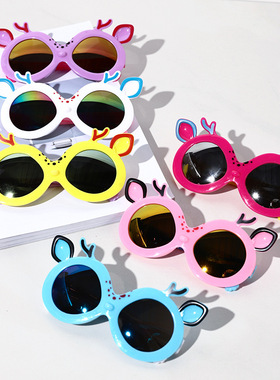 儿童太阳镜防紫外线墨镜可爱卡通时尚小仙女遮阳镜宝宝拍照眼镜潮