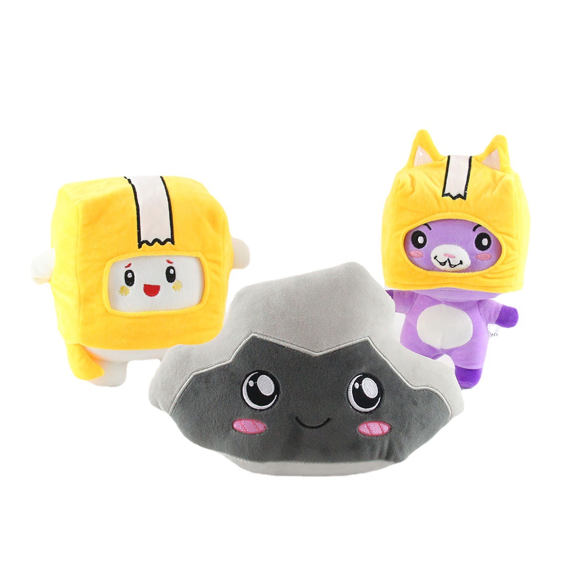 跨境新款lankybox纸盒小人公仔头套变装狐狸石头毛绒玩具礼物玩偶