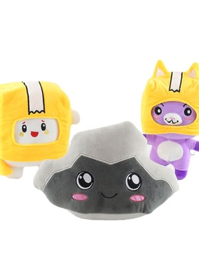 跨境新款lankybox纸盒小人公仔头套变装狐狸石头毛绒玩具礼物玩偶