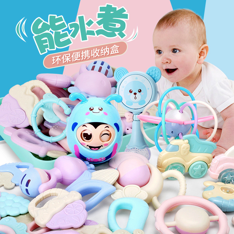 牙胶磨牙棒婴儿咬咬乐玩具曼哈顿智趣手抓球硅胶软可水煮娇嫩16套