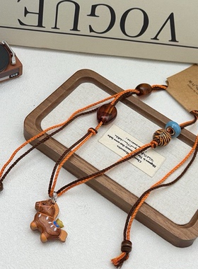 东大门新款可爱木马吊坠项链秋冬甜酷辣妹长款配饰毛衣链