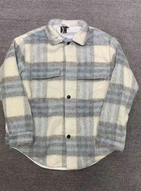 Travis Scott ts Cactus Jack shirt 长毛呢格子衬衫潮牌夹克外套