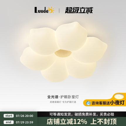 奶油风吸顶灯现代简约风花朵温馨浪漫房间灯氛围感护眼书房卧室灯