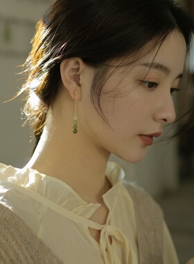 汉服式中国风和田玉耳环耳夹女小众设计高级感甜美2022年新款潮耳