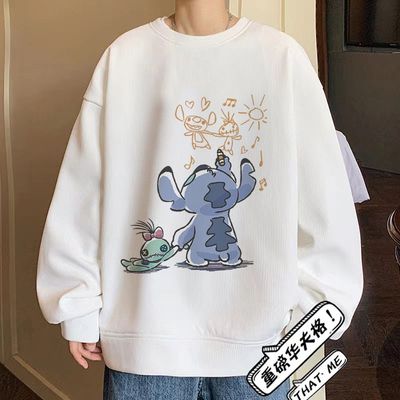 港风ins秋季薄款连帽卫衣男士潮流宽松史迪仔男女学生外套冬套头