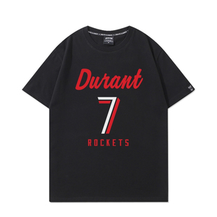 2025新款杜兰特火箭队7号篮球衣男美式休闲运动短袖宽松纯棉T恤夏