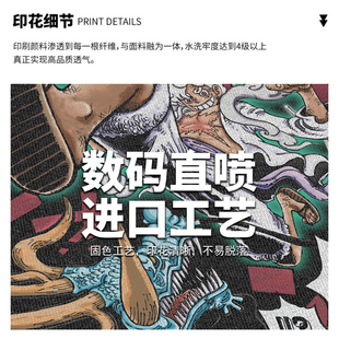 Gassky五档鲁夫T恤复古重磅水洗做旧动漫vintage风印花高街短袖男