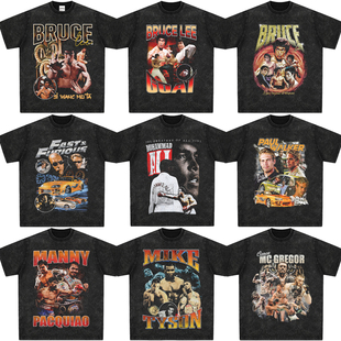 美式复古李小龙T恤保罗沃克拳王阿里泰森帕奎奥MMA康纳梅威瑟短袖